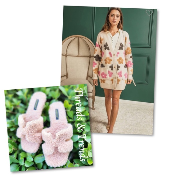 Retro Flower Power Cozy Cream Knit Cardigan - Picture 9 of 9